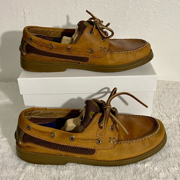 Sperry Topsider Two-Toned Leather Boat Shoes Men’s Size 8.5M Brown & Tan - Picture 3 of 9